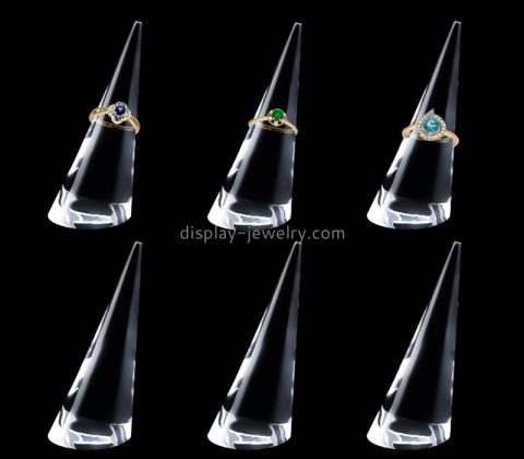 Lucite display supplier custom acrylic solid cone shape jewelry showcase for ring RDJ-320