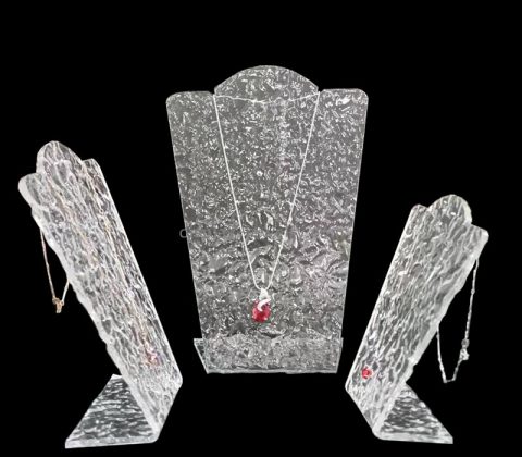 China acrylic manufacturer custom water wave transparent lucite necklaces display stands NDJ-848