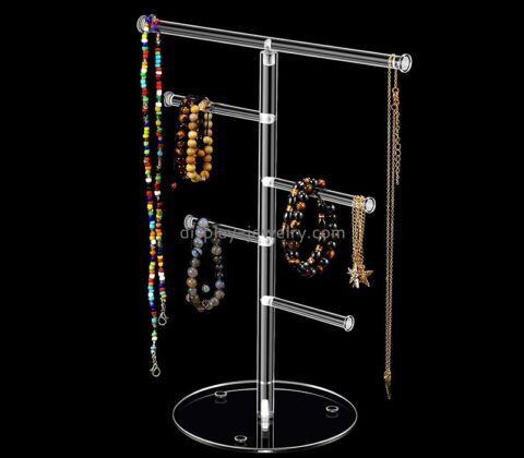 Custom clear acrylic T-bar necklace bracelet display stand BDJ-329