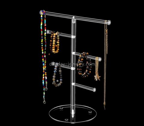 Acrylic jewelry display manufcturer custom plexiglass T-bar necklace display stand NDJ-854